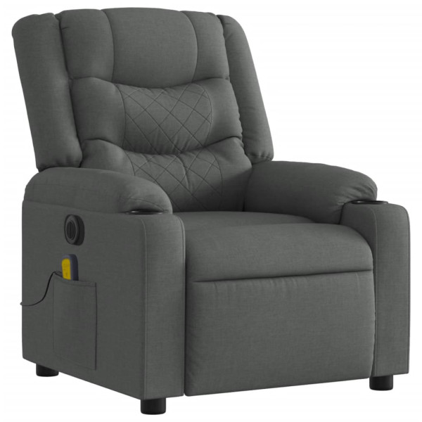 Sillón reclinable de masaje eléctrico tela gris oscuro M 3