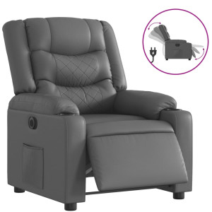 Sillón reclinable eléctrico de cuero sintético gris H