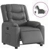 Sillón reclinable eléctrico de cuero sintético gris 2