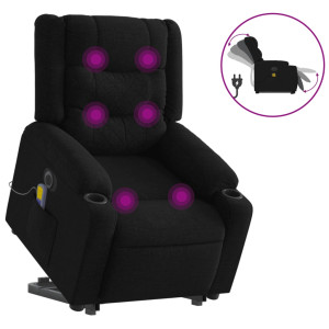 Sillón de masaje eléctrico reclinable elevable tela negro H