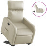 Sillón reclinable elevable eléctrico de cuero sintético crema 2