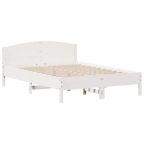 Cama sem colchão 140x200 cm madeira de pinho maciça branco M 2
