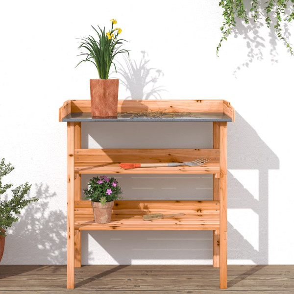Mesa p/ plantas c/ prateleiras 78x38x82.5 cm abeto castanho M 3