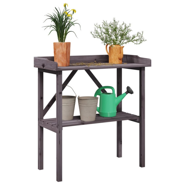 Mesa para plantas con estante madera abeto gris 78x38x82.5 cm D