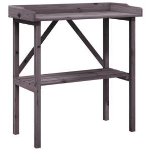 Mesa para plantas con estante madera abeto gris 78x38x82.5 cm H