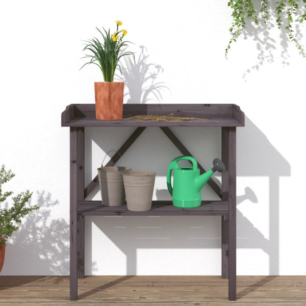 Mesa para plantas con estante madera abeto gris 78x38x82.5 cm M 3
