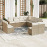 Set de sofás de jardín 11pzas con cojines ratán sintético beige 1