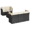6 pcs conjunto sofás de jardim c/ almofadões vime PE preto 2