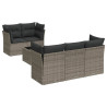 6 pcs conjunto sofás de jardim com almofadões vime cinzento 2