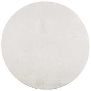 Tapete de pelo curto IZA visual escandinavo Ø 80 cm cor creme H