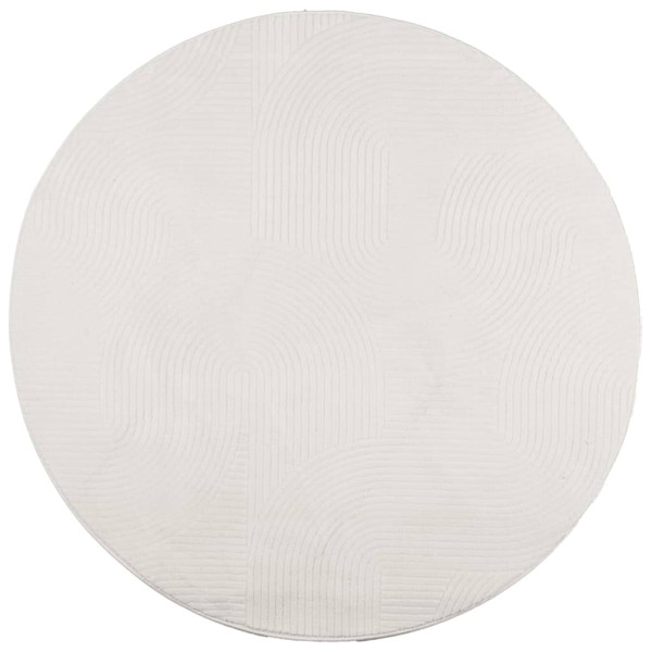 Tapete de pelo curto IZA visual escandinavo Ø 80 cm cor creme M 2