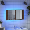 Armario espejo de baño LED acrílico marrón roble 90x12x45 cm 4