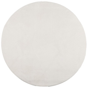 Tapete de pelo curto IZA visual escandinavo Ø 120 cm cor creme H