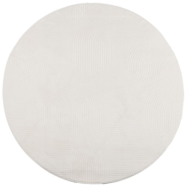 Tapete de pelo curto IZA visual escandinavo Ø 120 cm cor creme M 2