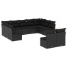 11 pcs conjunto sofás de jardim c/ almofadões vime PE preto 2