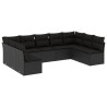9 pcs conjunto de sofás p/ jardim c/ almofadões vime PE preto 2