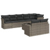 Set de muebles de jardín 9 pzas y cojines ratán sintético gris 2