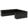 11 pcs conjunto sofás de jardim c/ almofadões vime PE preto 2