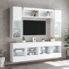 Muebles de pared de TV con luces LED 6 piezas blanco 4