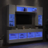 Muebles de pared de TV con luces LED 6 piezas blanco 5