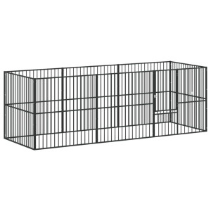 Parque para cães com 8 painéis aço galvanizado preto H