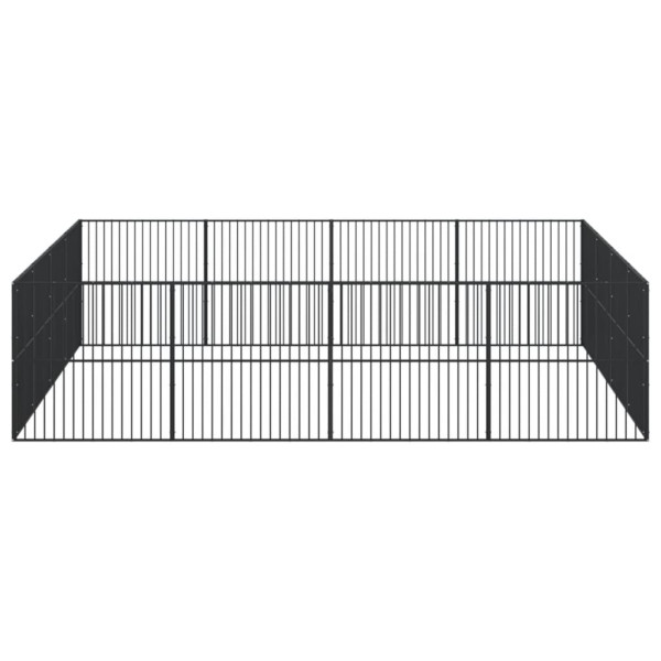 Parque para cães com 16 painéis aço galvanizado preto M 4