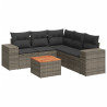 6 pcs conjunto sofás de jardim com almofadões vime cinzento 2