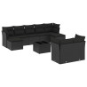 10 pcs conjunto sofás de jardim c/ almofadões vime PE preto 2