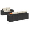 6 pcs conjunto sofás de jardim c/ almofadões vime PE preto 2