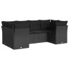 Set muebles de jardín 6 piezas y cojines ratán sintético negro 2