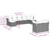9 pcs conjunto sofás p/ jardim com almofadões vime PE cinzento 3