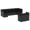 9 pcs conjunto de sofás p/ jardim c/ almofadões vime PE preto 2