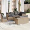 Set de sofás de jardín 9 pzas con cojines ratán sintético beige 1
