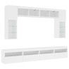 Mueble de pared de TV con luces LED 8 piezas blanco 3