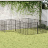 Parque para cães com 12 painéis aço galvanizado preto 1