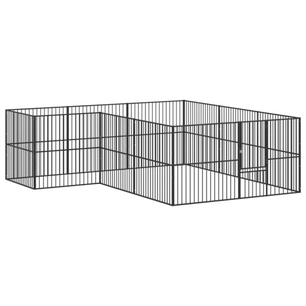Corralito para perros con 12 paneles acero galvanizado negro M 2