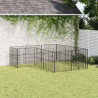 Parque para cães com 12 painéis aço galvanizado preto 3