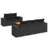 6 pcs conjunto sofás de jardim c/ almofadões vime PE preto 2