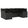 6 pcs conjunto sofás de jardim c/ almofadões vime PE preto 2