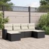 6 pcs conjunto sofás de jardim c/ almofadões vime PE preto 1