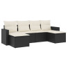 Set muebles de jardín 6 piezas y cojines ratán sintético negro 2