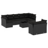 10 pcs conjunto sofás de jardim c/ almofadões vime PE preto 2