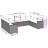 9 pcs conjunto sofás p/ jardim com almofadões vime PE cinzento 3
