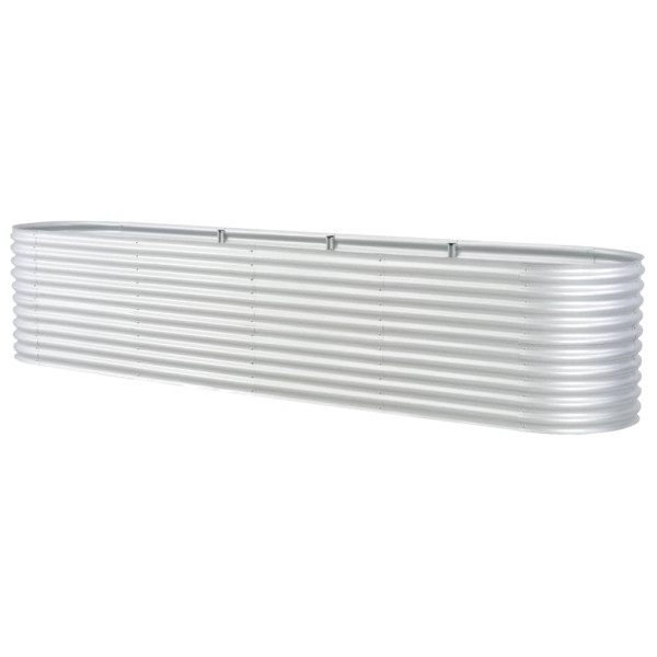 Canteiro elevado de jardim aço galvanizado 400x80x81cm prateado M 3