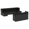 10 pcs conjunto sofás de jardim c/ almofadões vime PE preto 2