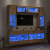 Muebles de TV de pared con luces LED 6 piezas roble sonoma 5