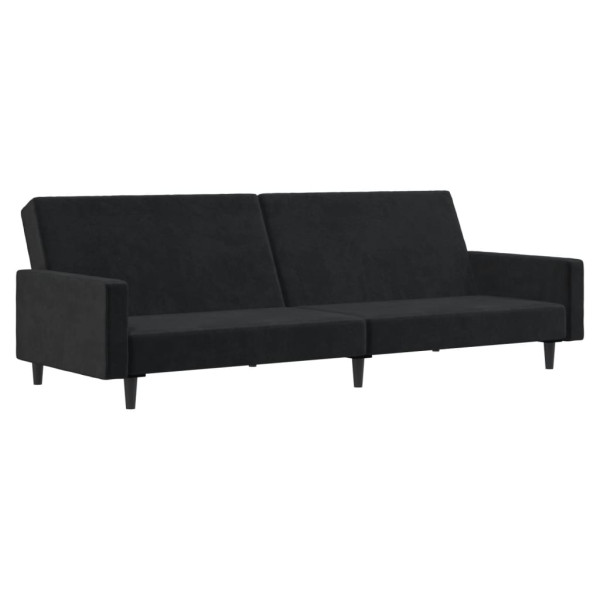 Sofá-cama de 2 lugares veludo preto M 2