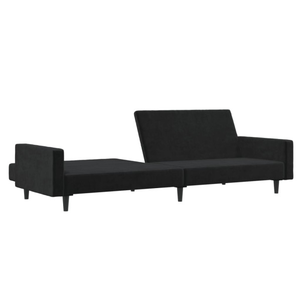 Sofá-cama de 2 lugares veludo preto M 4
