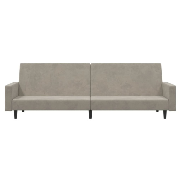 Sofá-cama de 2 lugares veludo cinzento-claro M 5