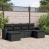 6 pcs conjunto sofás de jardim c/ almofadões vime PE preto 1